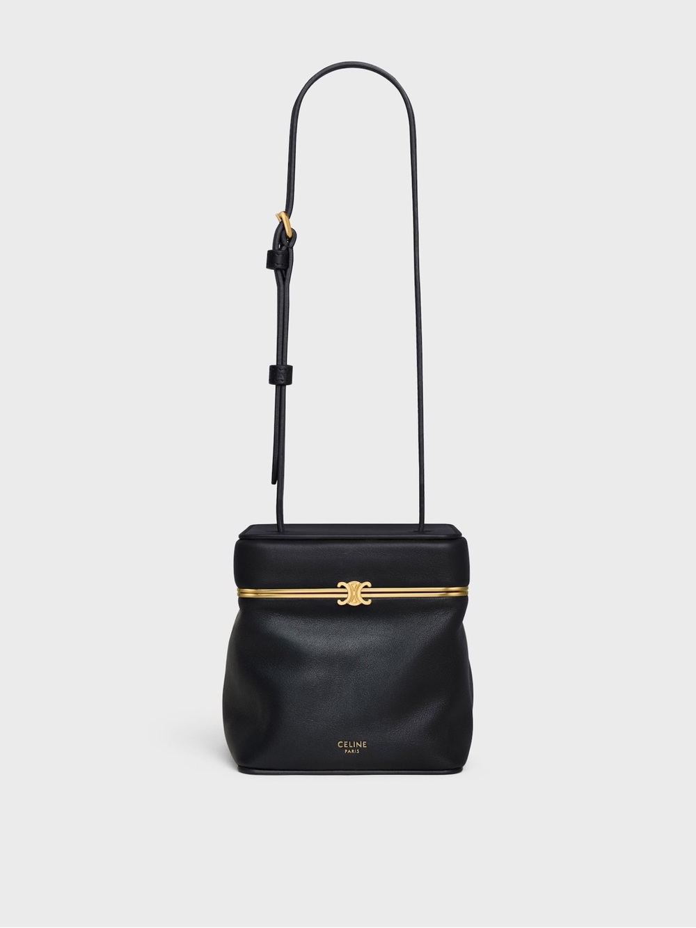 Celine Cube Black Leather Mini Vanity Bag with Gold-Tone Trim - Picture 3 of 9